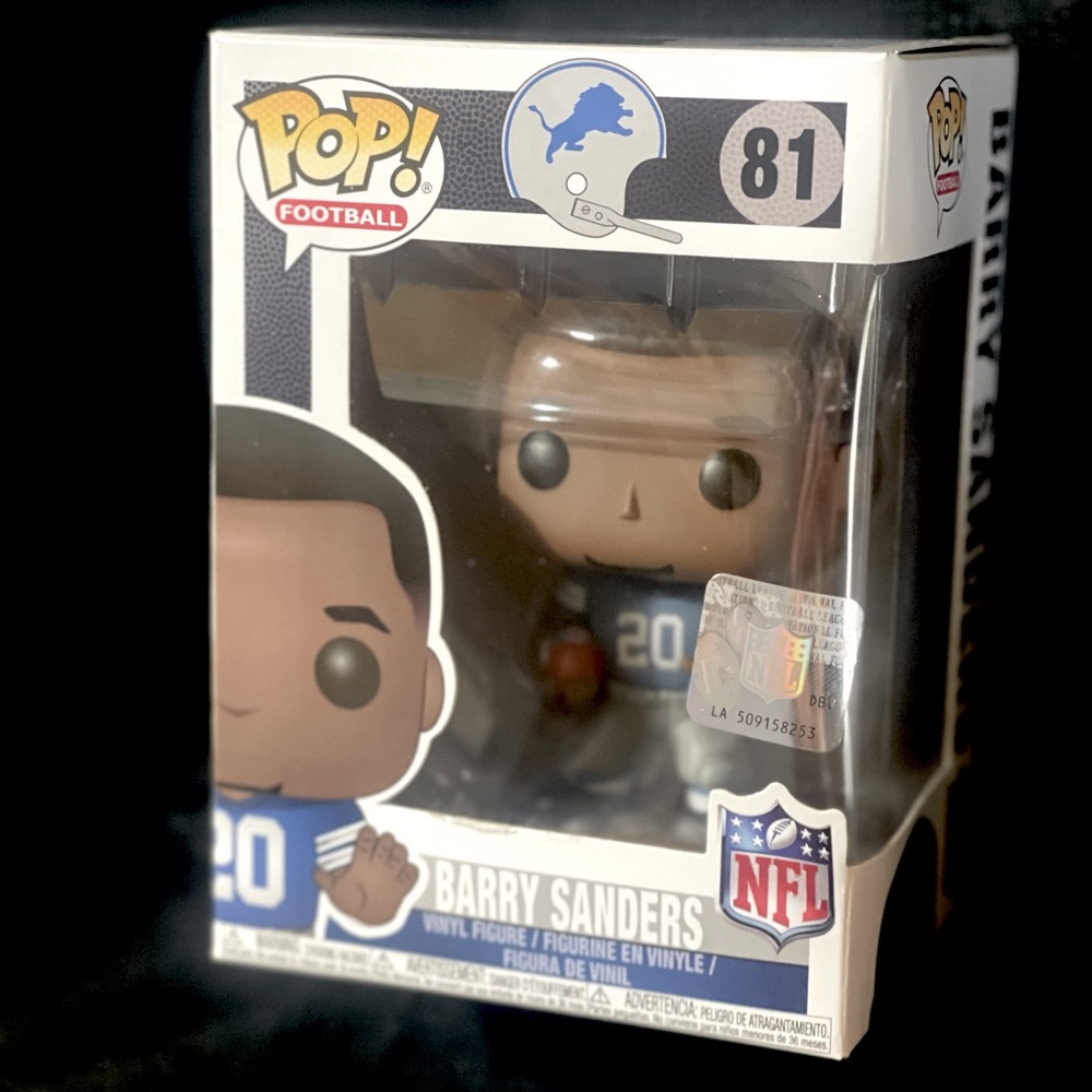 Funko Pop! Football #81 NFL legend BARRY SANDERS Detroit Lions Vinyl Figure